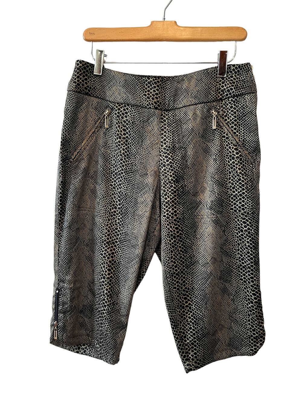 Jamie Sadock Golf Activewear Long Shorts Olive Green Black Snake Print 8